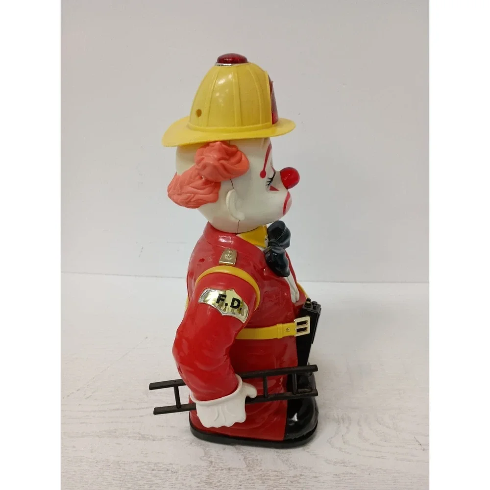 Vintage 1989 New Bright Bump'n Benny Fireman Clown Robot Toy Animated Red Yellow